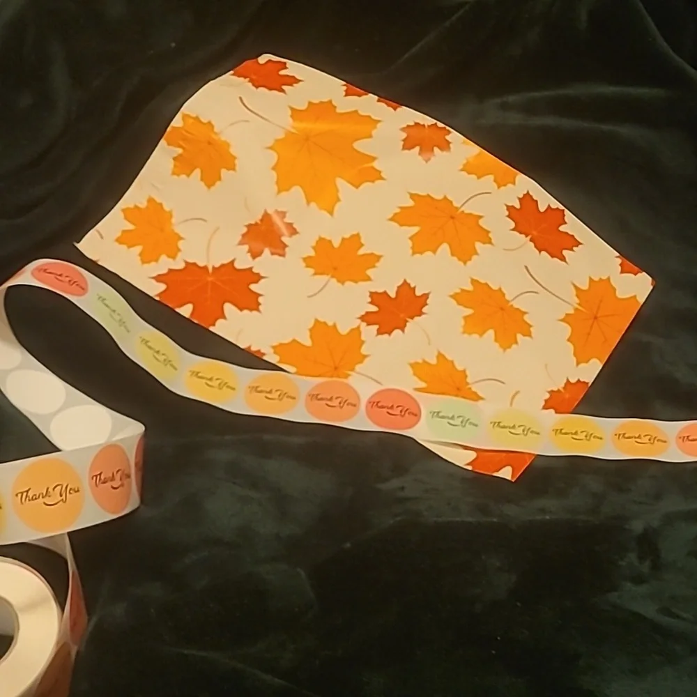 100 Ct  Autumn Leaf Party Thank You Stickers